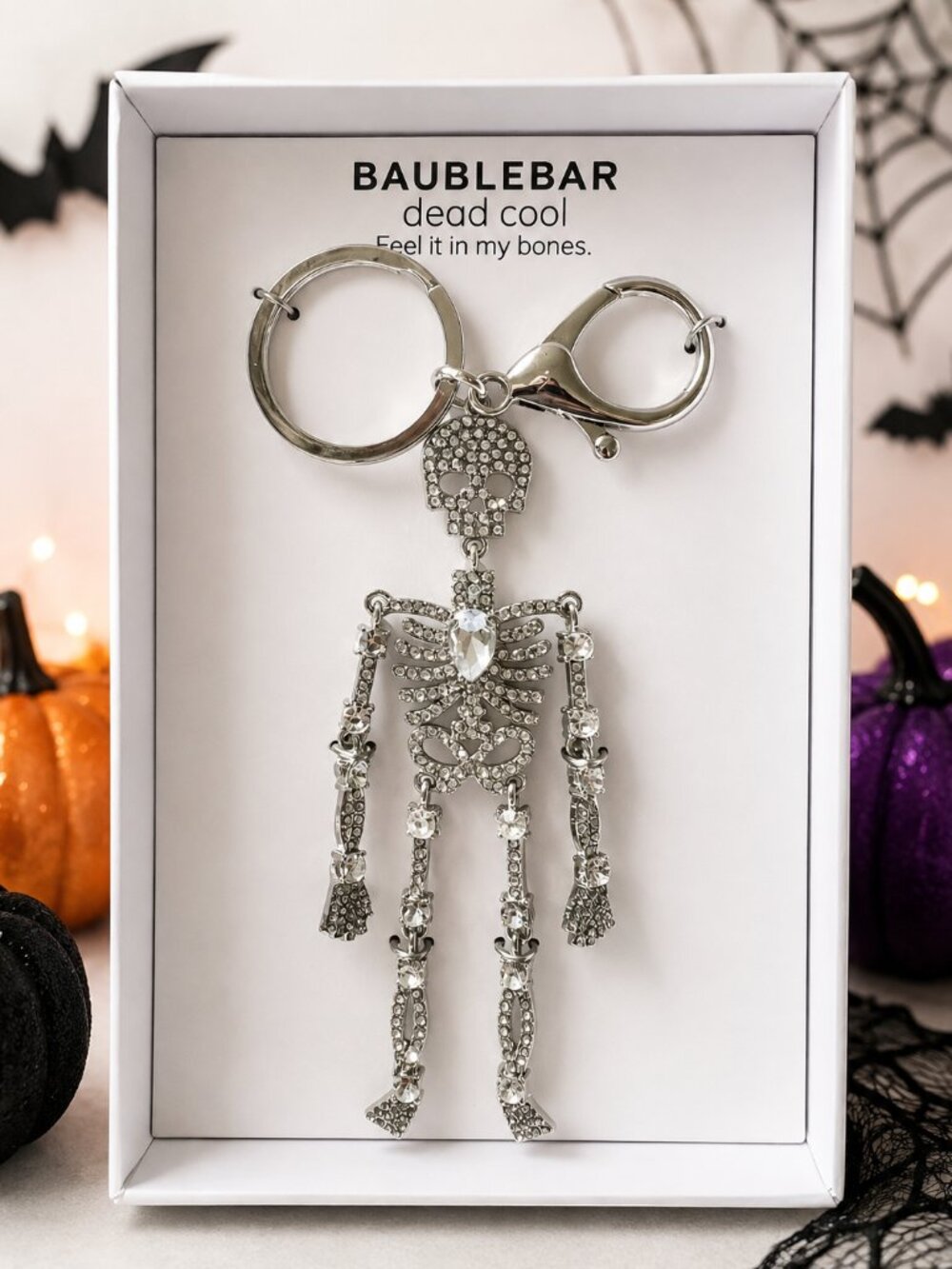 BaubleBar “Dead Cool” Rhinestone Skeleton Keychain / Bag Charm